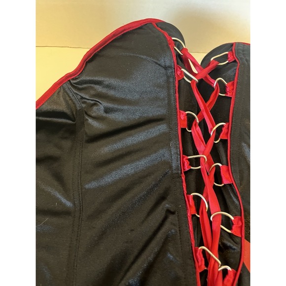 Playboy Intimates Corset Bustier Top Black & Red Lace Up Hook & Eye M - Picture 6 of 14